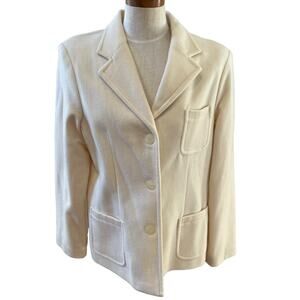 Andrea Viccaro Cream Wool Cashmere Blend Blazer 14